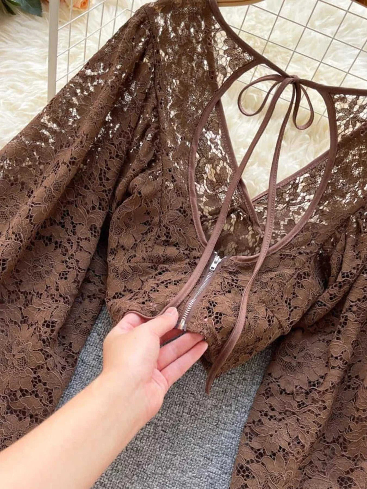 Lace Tie Back Long Sleeve Top 100100430044315 33 Affordable Fashion Under $100 Jerry's Apparel 