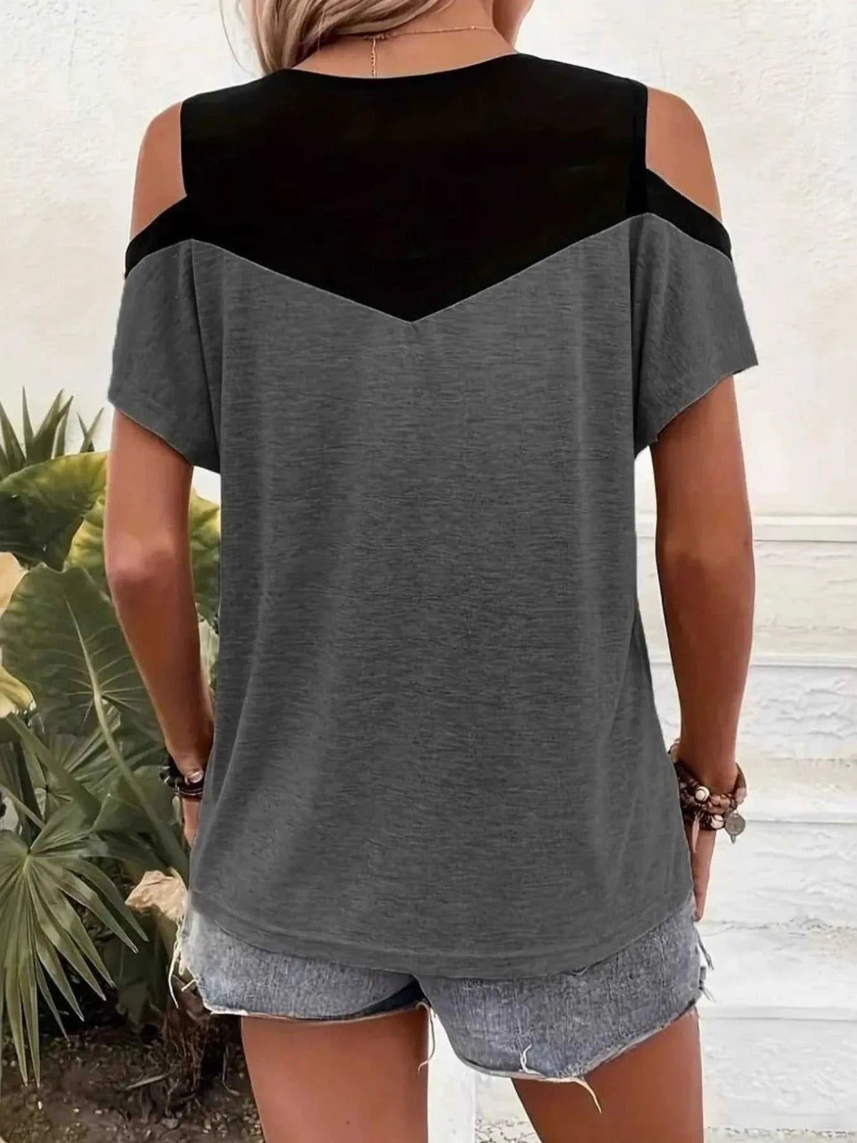 Cold Shoulder Color Block T-Shirt 100100435796025 27 Affordable Fashion Under $100 Jerry's Apparel 