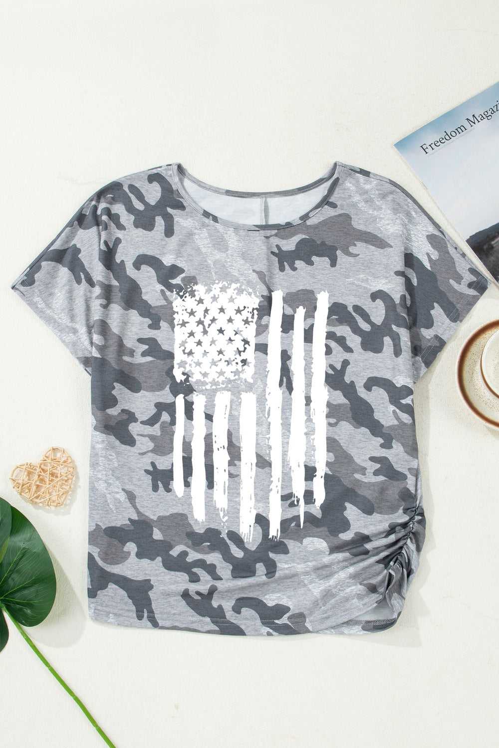 Camouflage Retro American Flag Printed Tee 100100445462884 25 Affordable Fashion Under $100 Jerry's Apparel 