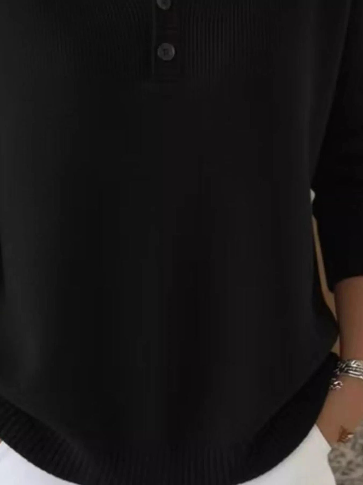 Full Size Button Detail Ribbed Knit Sweater Plus Size 101002670743081 41 Affordable Fashion Under $100 Jerry's Apparel 