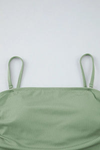 Ribbed Drawstring Sides Cutout One Piece Swimsuit