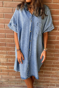 Oversized Button Down Denim Shirt Dress