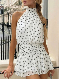 Polka Dot Halter Neck Ruffle Dress 100100761627730 51 Affordable Fashion Under $100 Jerry's Apparel 