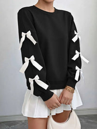 Bow-Detailed Sleeve Round Neck Sweatshirt 100100371621745 31 Affordable Fashion Under $100 Jerry's Apparel 
