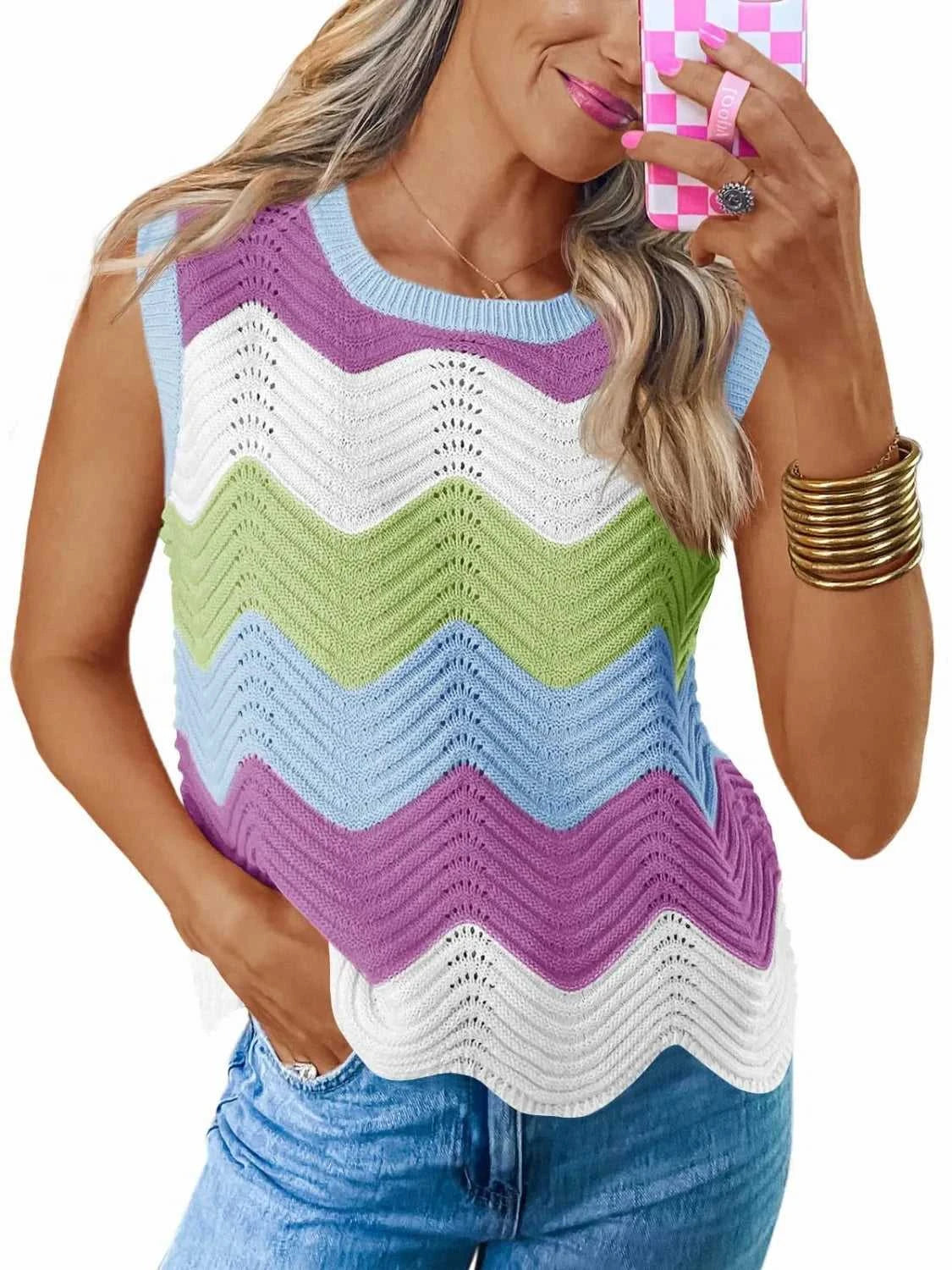 Color Block Round Neck Sweater Vest 100100253791586 34 Affordable Fashion Under $100 Jerry's Apparel 