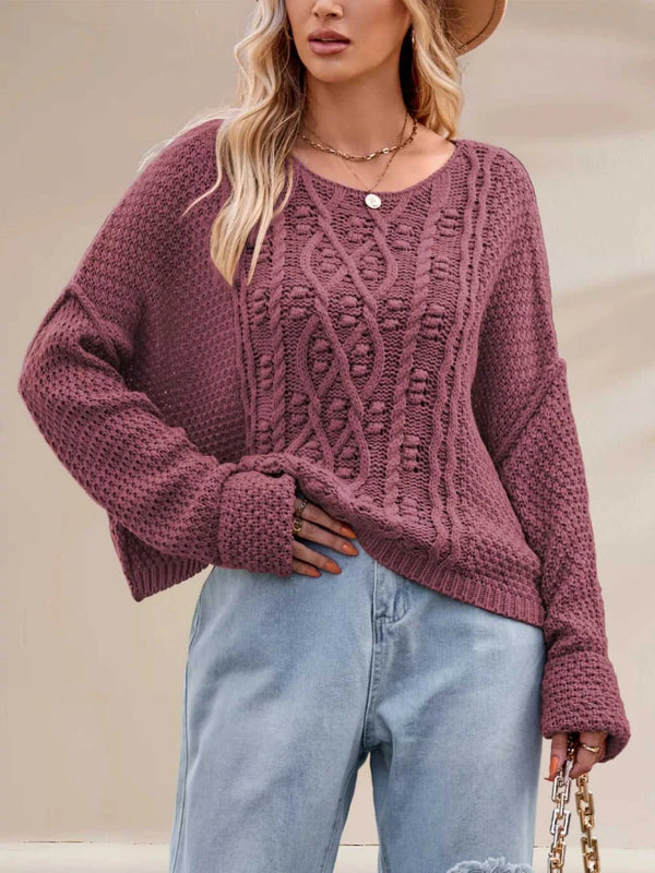 Textured Knit Round Neck Sweater 100100794321457 47 Affordable Fashion Under $100 Jerry's Apparel 