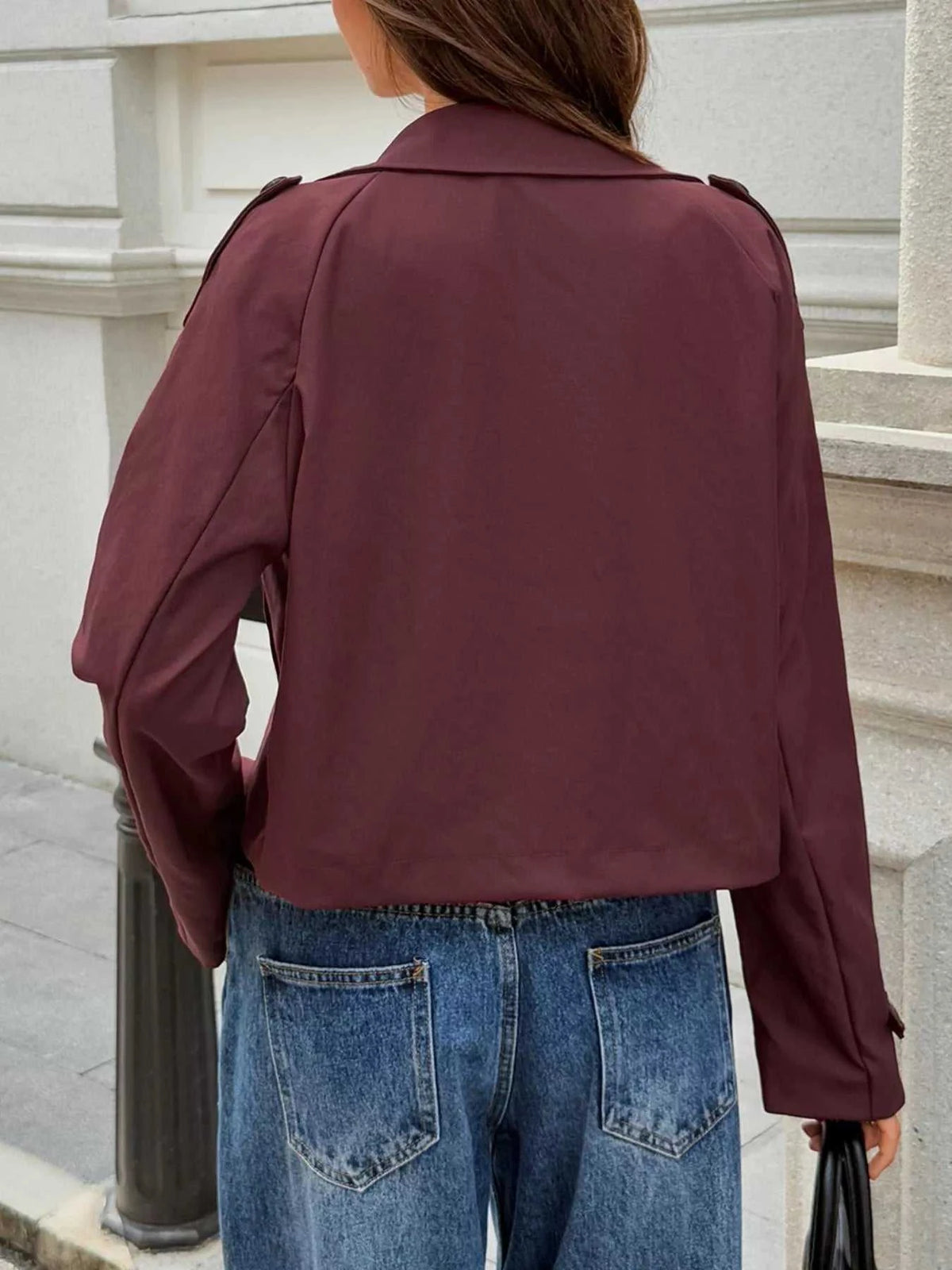 Cropped Double-Breasted Raglan Sleeve Jacket 100100006665761 88 Seasonal Fashion Collections Jerry's Apparel 
