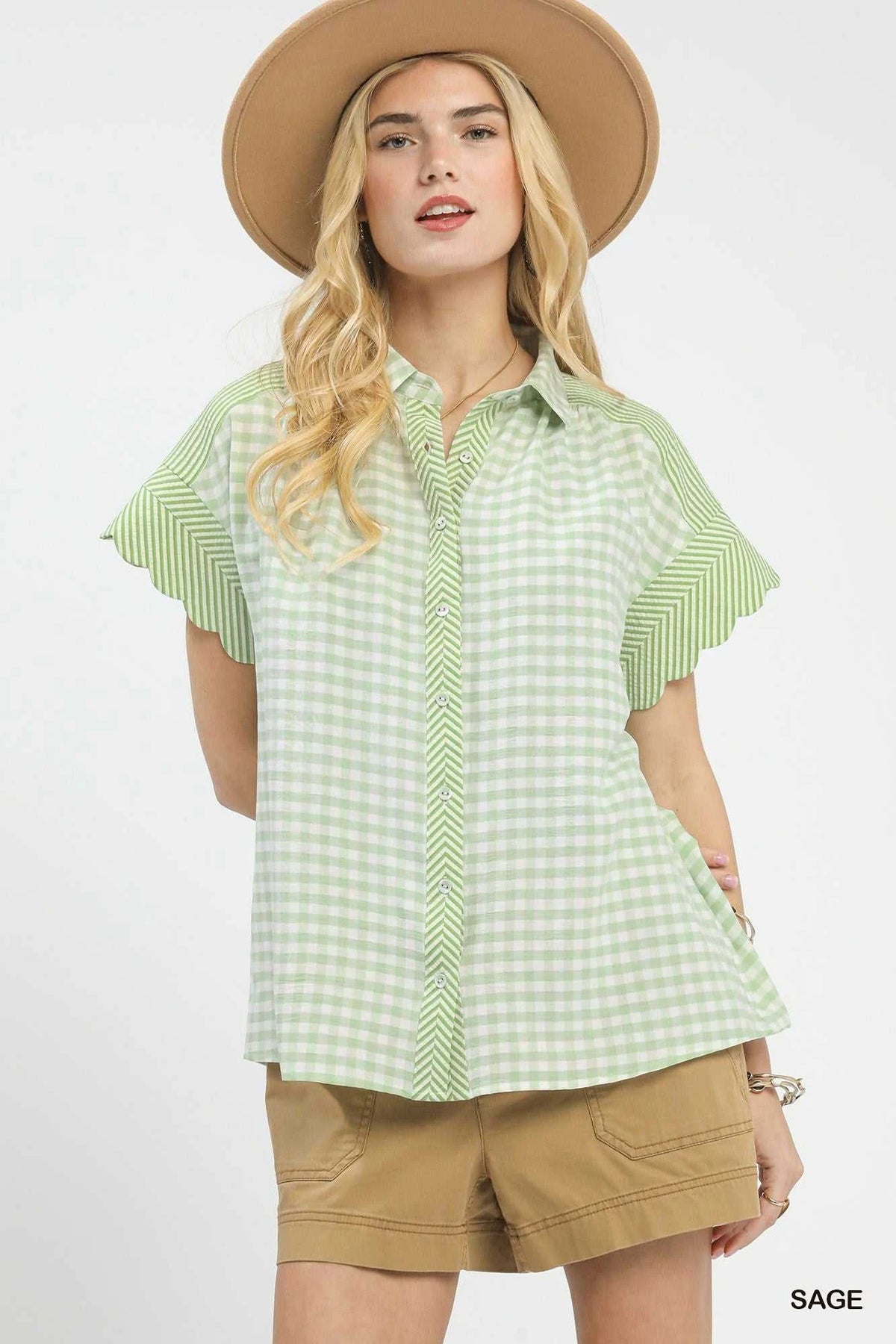 Mixed Gingham Short Sleeve Shirt 100100185101798 49 Affordable Fashion Under $100 Jerry's Apparel 