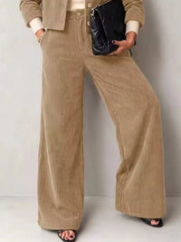 Full Size Corduroy Button-Down Jacket and Wide-Leg Pants Two-Piece Set Plus Size 101001217256067 73 Women's Pants Set Gifts for Her Jerry's Apparel 
