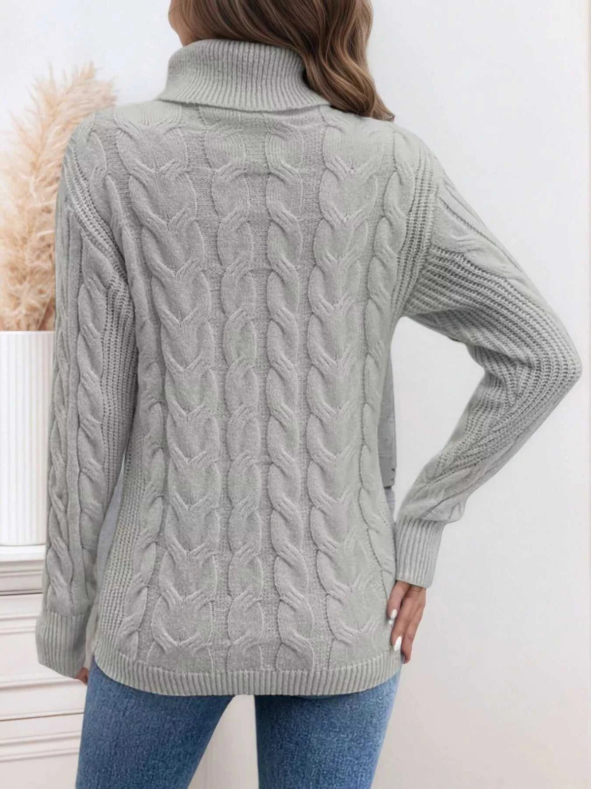 Cable Knit Turtleneck Long Sleeve Sweater 100100174532282 38 Affordable Fashion Under $100 Jerry's Apparel 