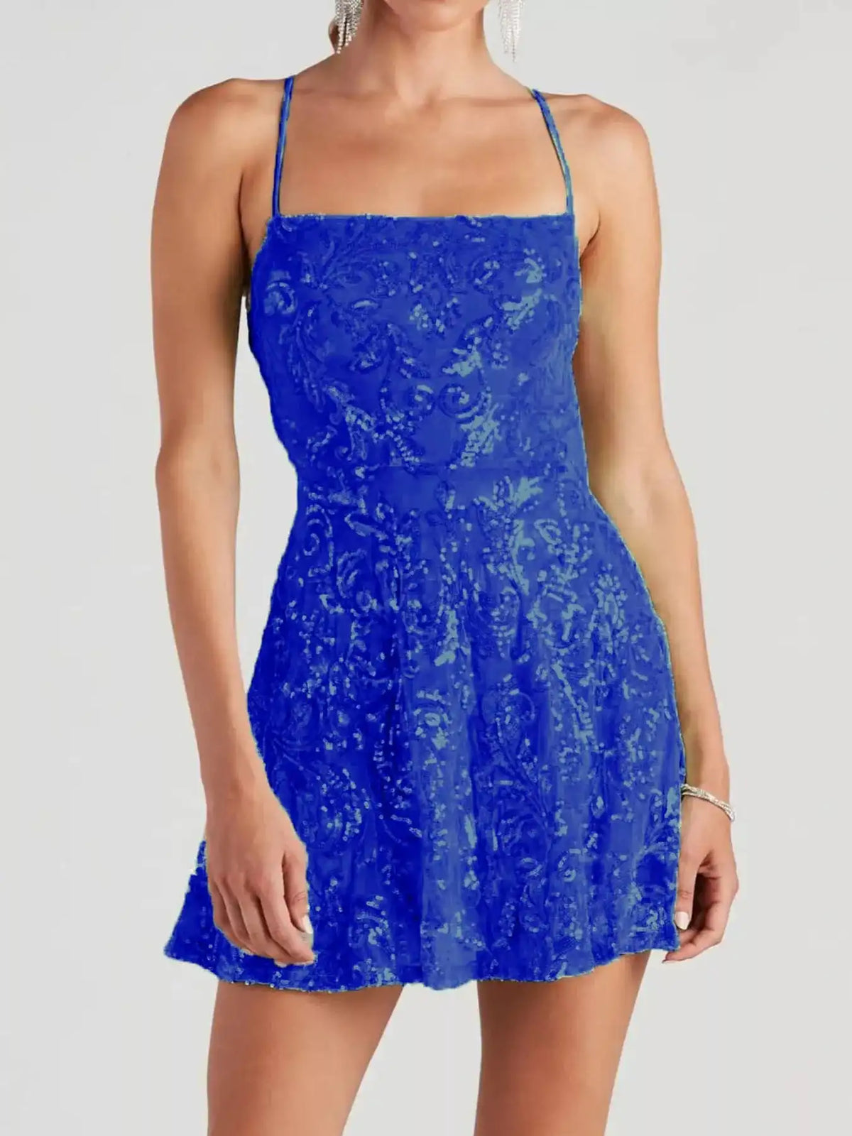 Sequin Square Neck Mini Dress 101001434570366 56 Women's Dress Gifts for Her Jerry's Apparel 