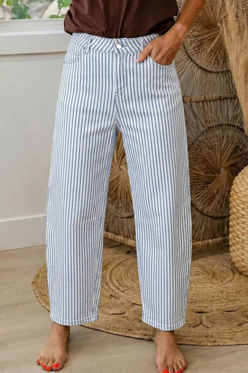 Striped Barrel Leg Jeans 100100406431104 63 Affordable Fashion Under $100 Jerry's Apparel 