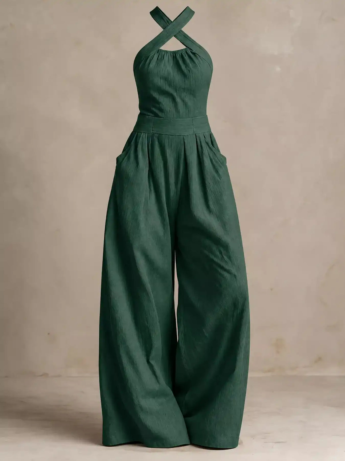 Full Size Halter Neck Wide-Leg Jumpsuit Plus Size 101001857800379 54 Affordable Fashion Under $100 Jerry's Apparel 