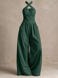 Full Size Halter Neck Wide-Leg Jumpsuit Plus Size 101001857800379 54 Affordable Fashion Under $100 Jerry's Apparel 