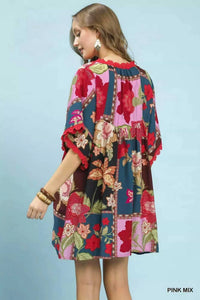 Umgee Abstract Print V-Neck Mini Dress 100100435211939 51 Affordable Fashion Under $100 Jerry's Apparel 