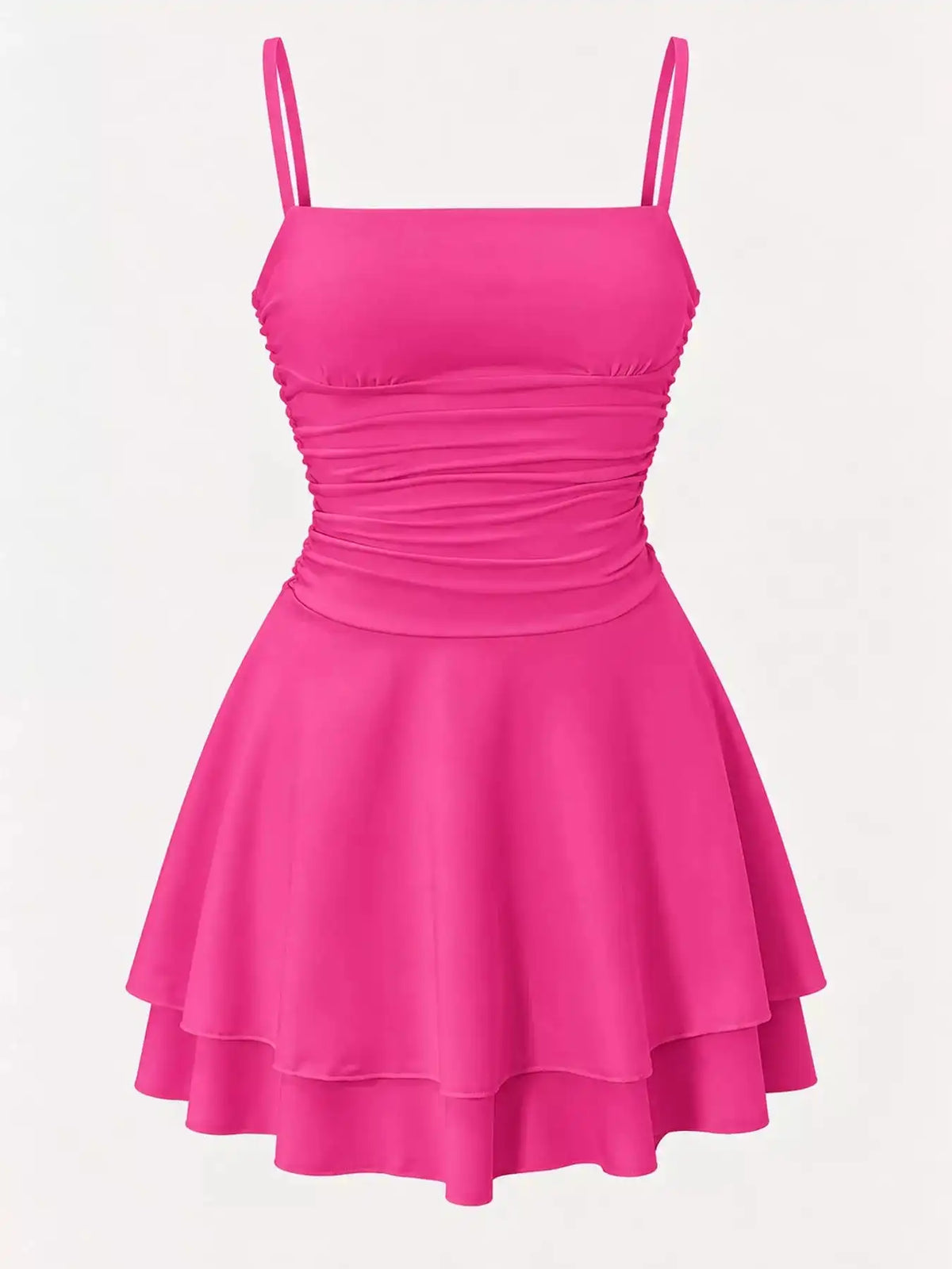 Ruched Spaghetti Strap Layered Mini Dress 101001361310686 33 Women's Dress Gifts for Her Jerry's Apparel 