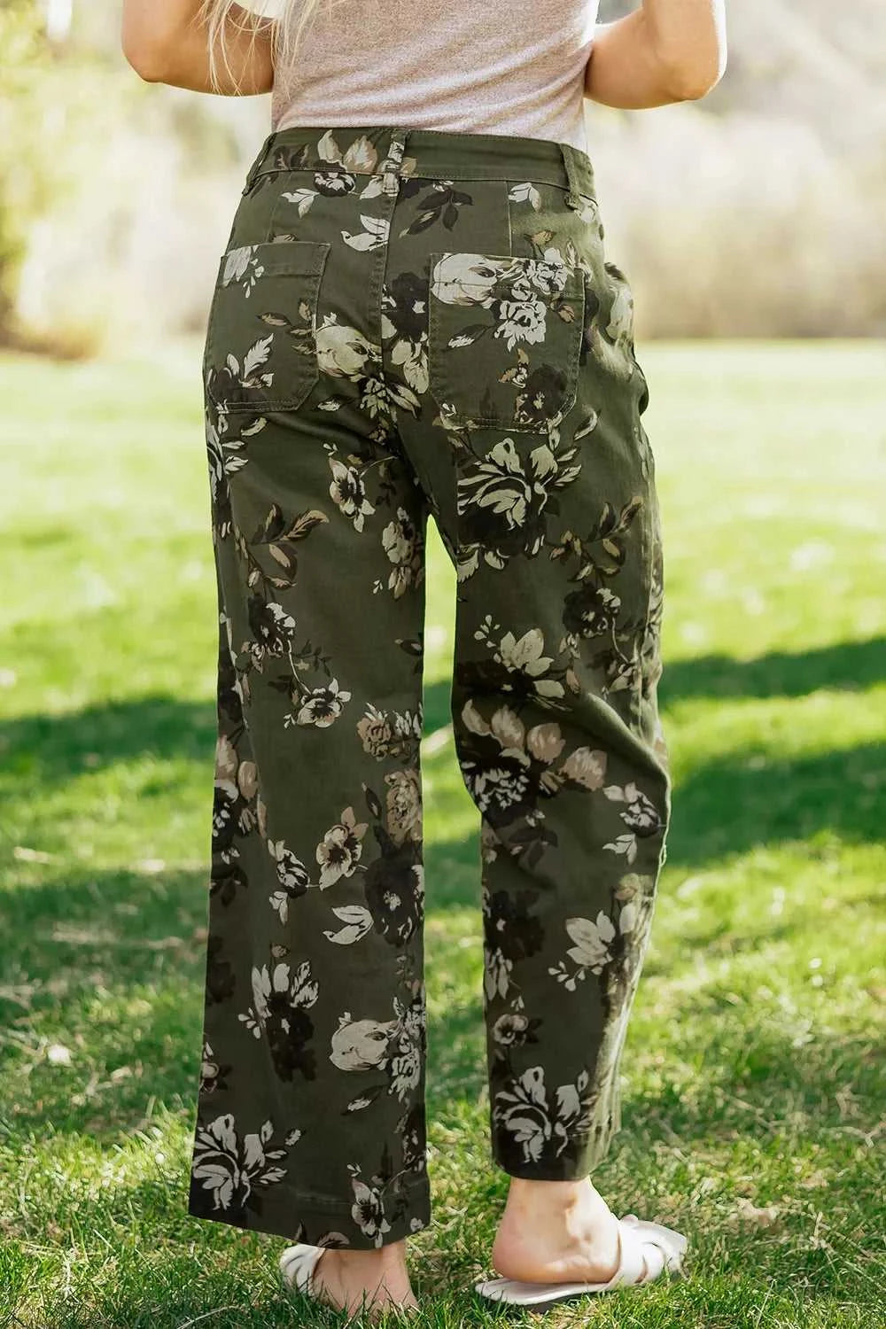 Vintage Style Floral Print High Waist Wide Leg Jeans 100100212050078 65 Affordable Fashion Under $100 Jerry's Apparel 