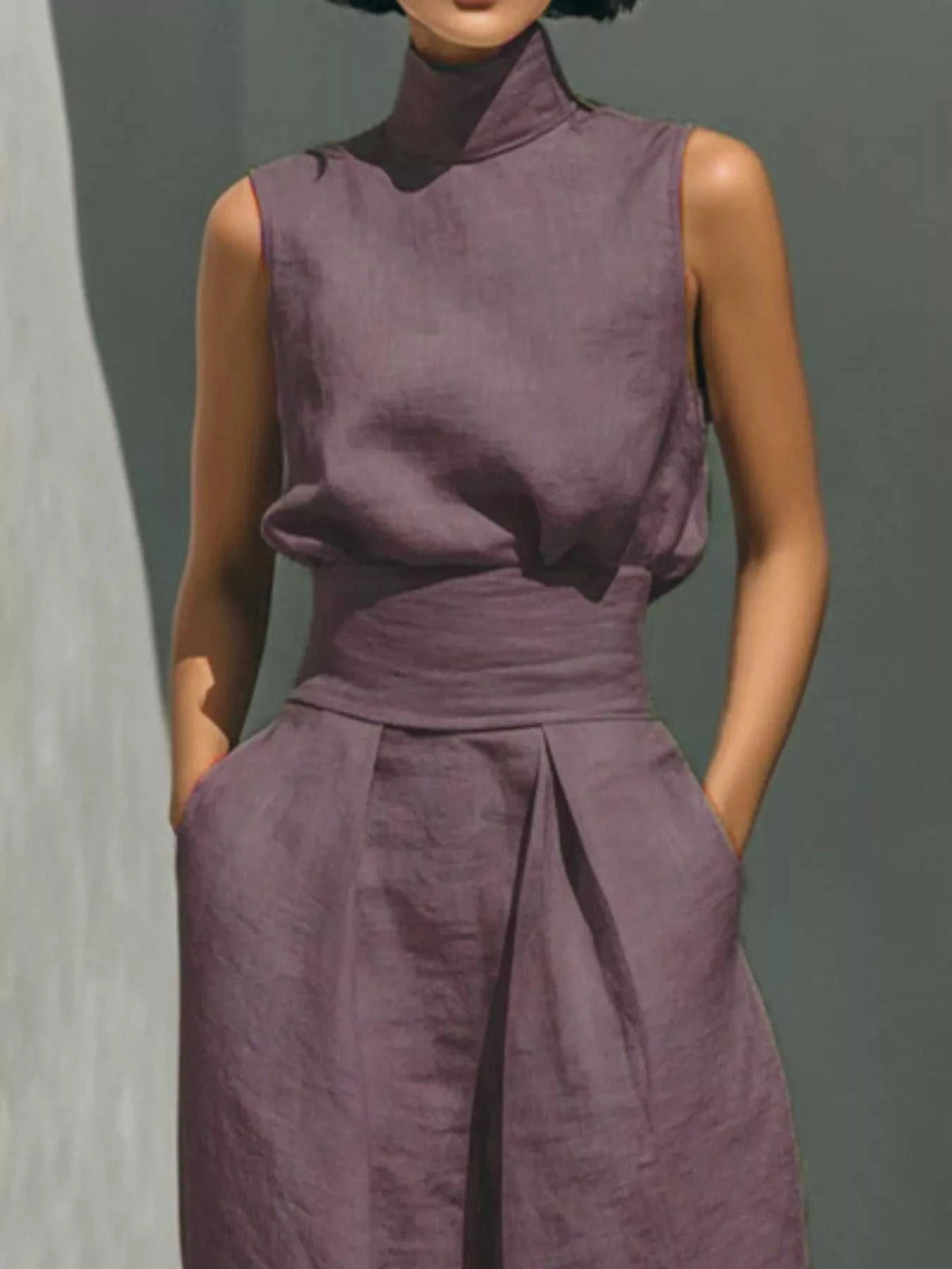 Full Size Turtleneck Sleeveless Top and Wide Leg Pants Set Plus Size 101001144135026 45 Affordable Fashion Under $100 Jerry's Apparel 