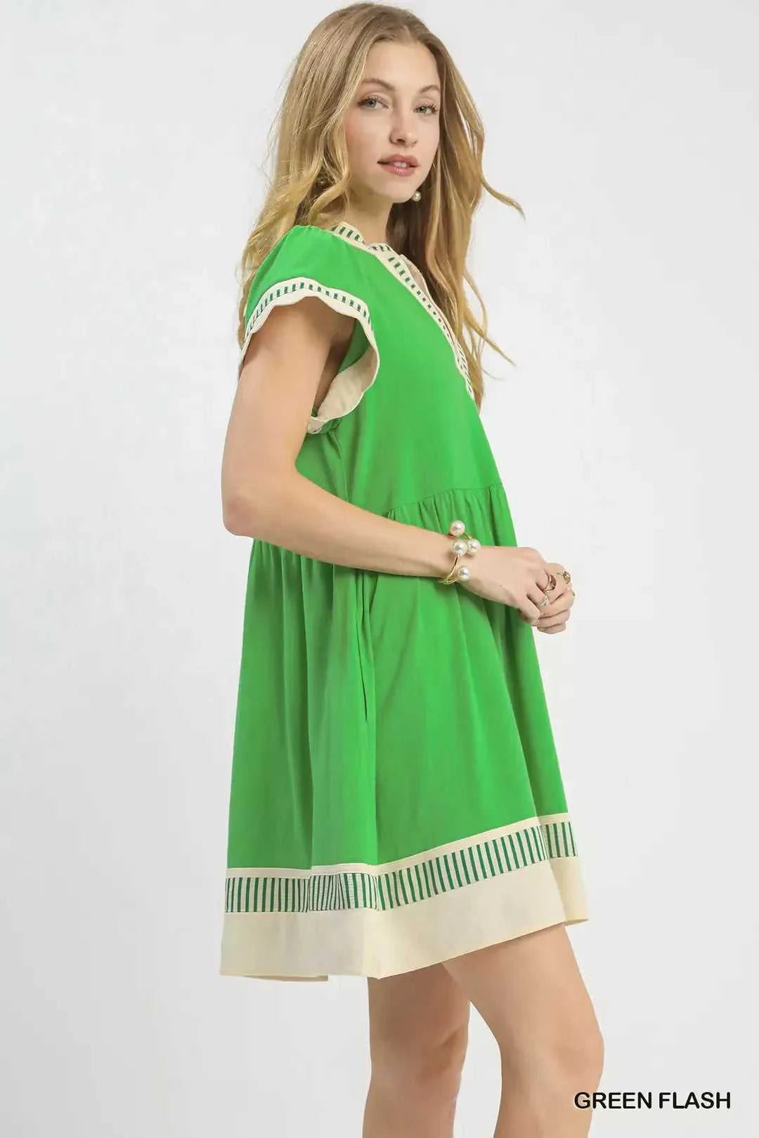 Umgee Linen Color Block Flutter Sleeve Dress 100100672301726 51 Affordable Fashion Under $100 Jerry's Apparel 