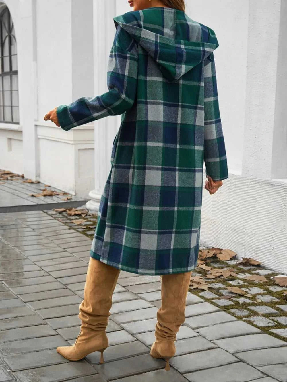 Devine Plaid Long Sleeve Hooded Coat 100100235621127 45 Affordable Fashion Under $100 Jerry's Apparel 