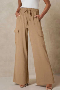 Drawstring Frilled Waist Wide Leg Utility Trousers 100100664290960 36 Affordable Fashion Under $100 Jerry's Apparel 