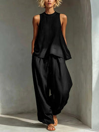 Full Size Sheer Sleeveless Top and Wide-Leg Pants Set Plus Size 101001098258416 52 Affordable Fashion Under $100 Jerry's Apparel 
