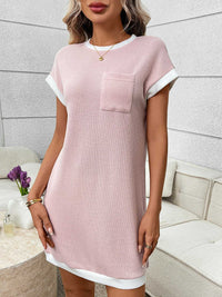Contrast Trim Ribbed Knit Mini Dress with Pocket 100100281069040 32 Affordable Fashion Under $100 Jerry's Apparel 