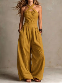 Full Size Halter Neck Wide-Leg Jumpsuit Plus Size 101001857800379 54 Affordable Fashion Under $100 Jerry's Apparel 