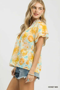 Umgee Mix Floral Print Blouse with Crochet Lace Trim 100100216521467 51 Affordable Fashion Under $100 Jerry's Apparel 