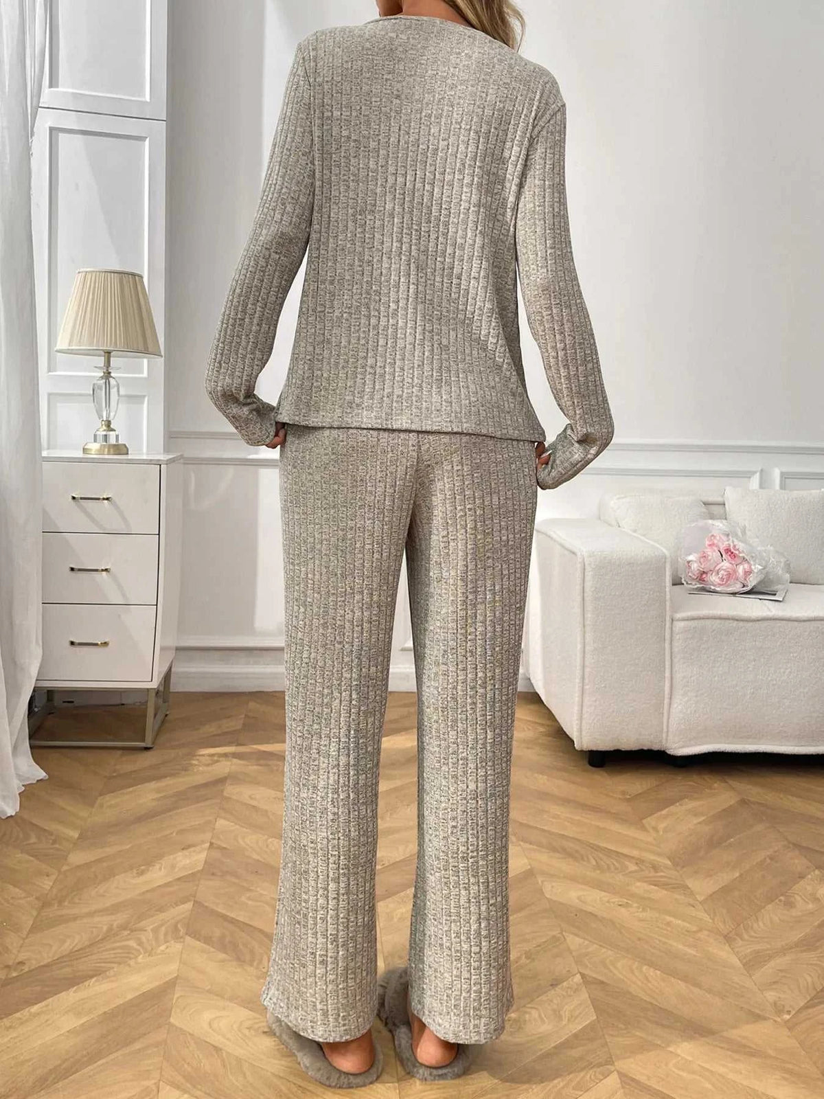 Ribbed Long Sleeve Top and Pants Lounge Set 100100460626810 43 Affordable Fashion Under $100 Jerry's Apparel 