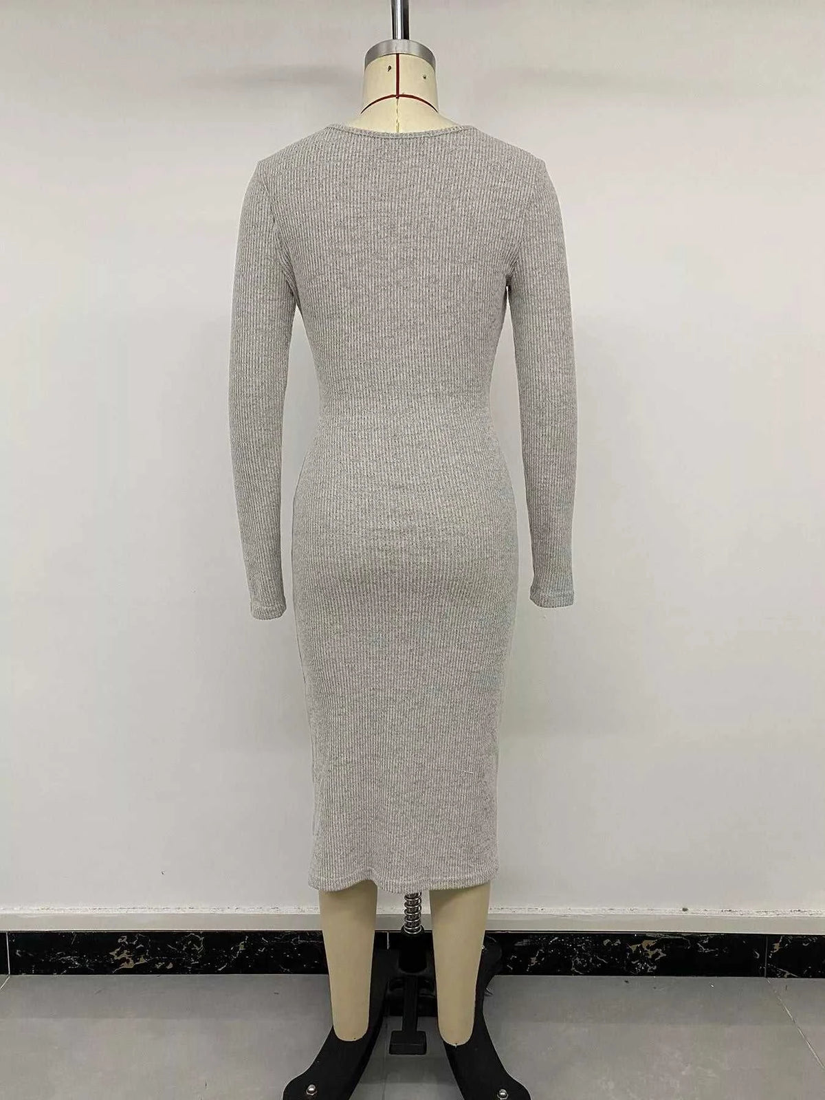Ribbed Knit Twist Front Long Sleeve Midi Dress with Slit 100100143794005 32 Affordable Fashion Under $100 Jerry's Apparel 