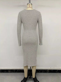 Ribbed Knit Twist Front Long Sleeve Midi Dress with Slit 100100143794005 32 Affordable Fashion Under $100 Jerry's Apparel 