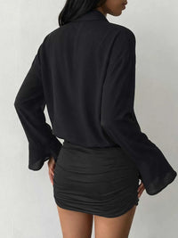 Button Front Flounce Sleeve Bodycon Shirt Dress 101001664786190 49 Affordable Fashion Under $100 Jerry's Apparel 