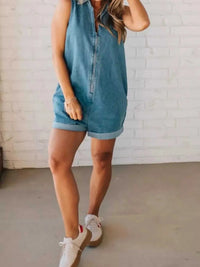 Sleeveless Zip-Up Denim Romper 100100749391272 52 Affordable Fashion Under $100 Jerry's Apparel 