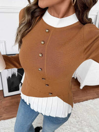 Decor Button Contrast Hem Knit Top 100100315297138 47 Affordable Fashion Under $100 Jerry's Apparel 