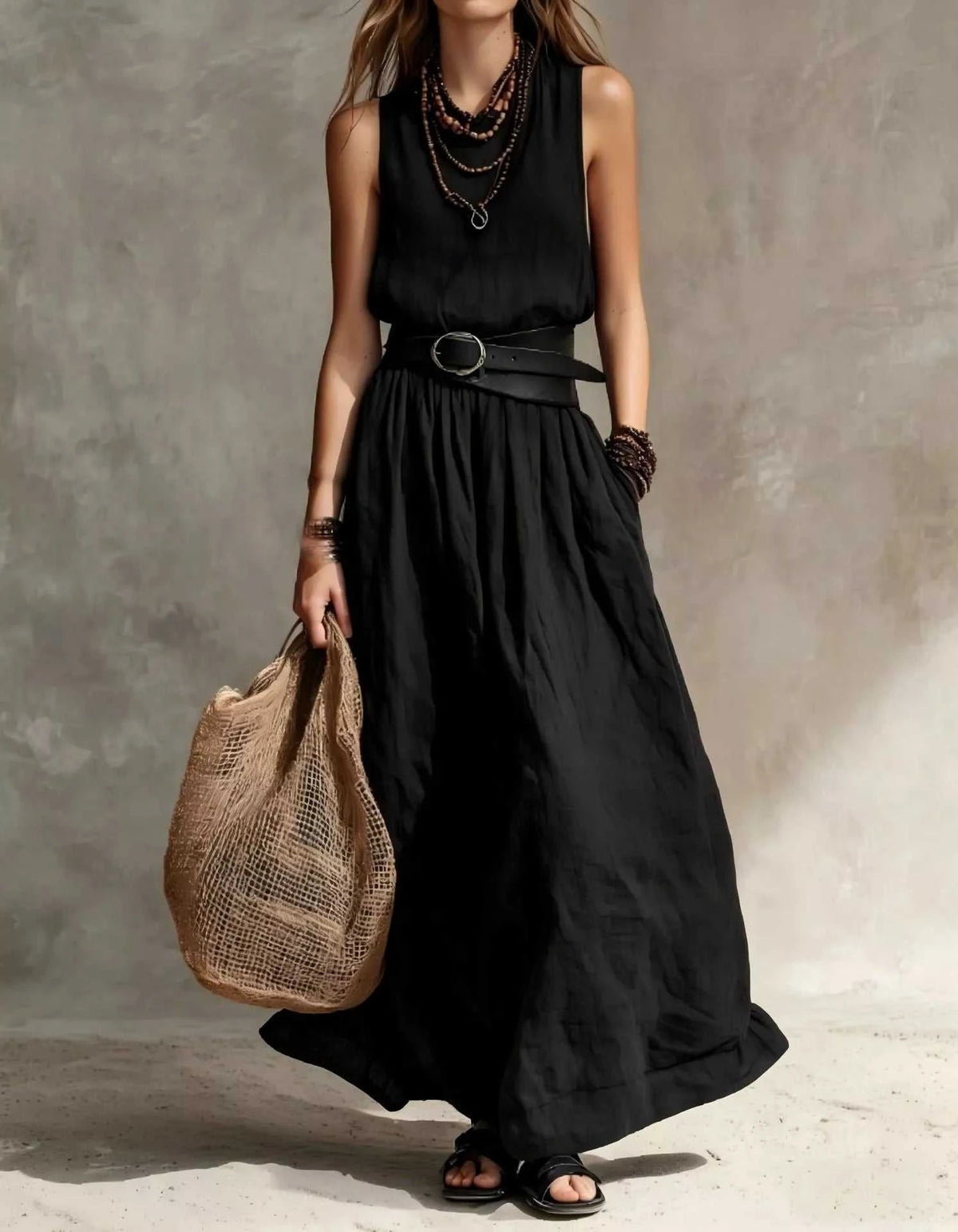 Full Size Round Neck Sleeveless Maxi Dress Plus Size 101001179006288 41 Affordable Fashion Under $100 Jerry's Apparel 