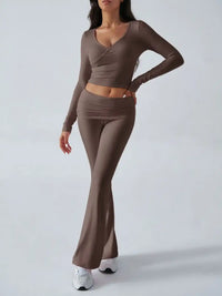Devine Ruched Long Sleeve Top and Pants Set 100100100351065 35 Affordable Fashion Under $100 Jerry's Apparel 