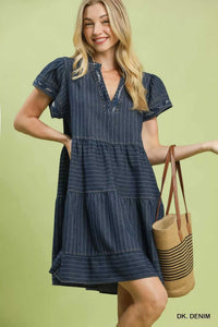 Umgee Chambray Tiered Babydoll Dress 100100059411057 66 Affordable Fashion Under $100 Jerry's Apparel 