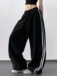 Oversized Wide Leg Pants with Contrast Piping