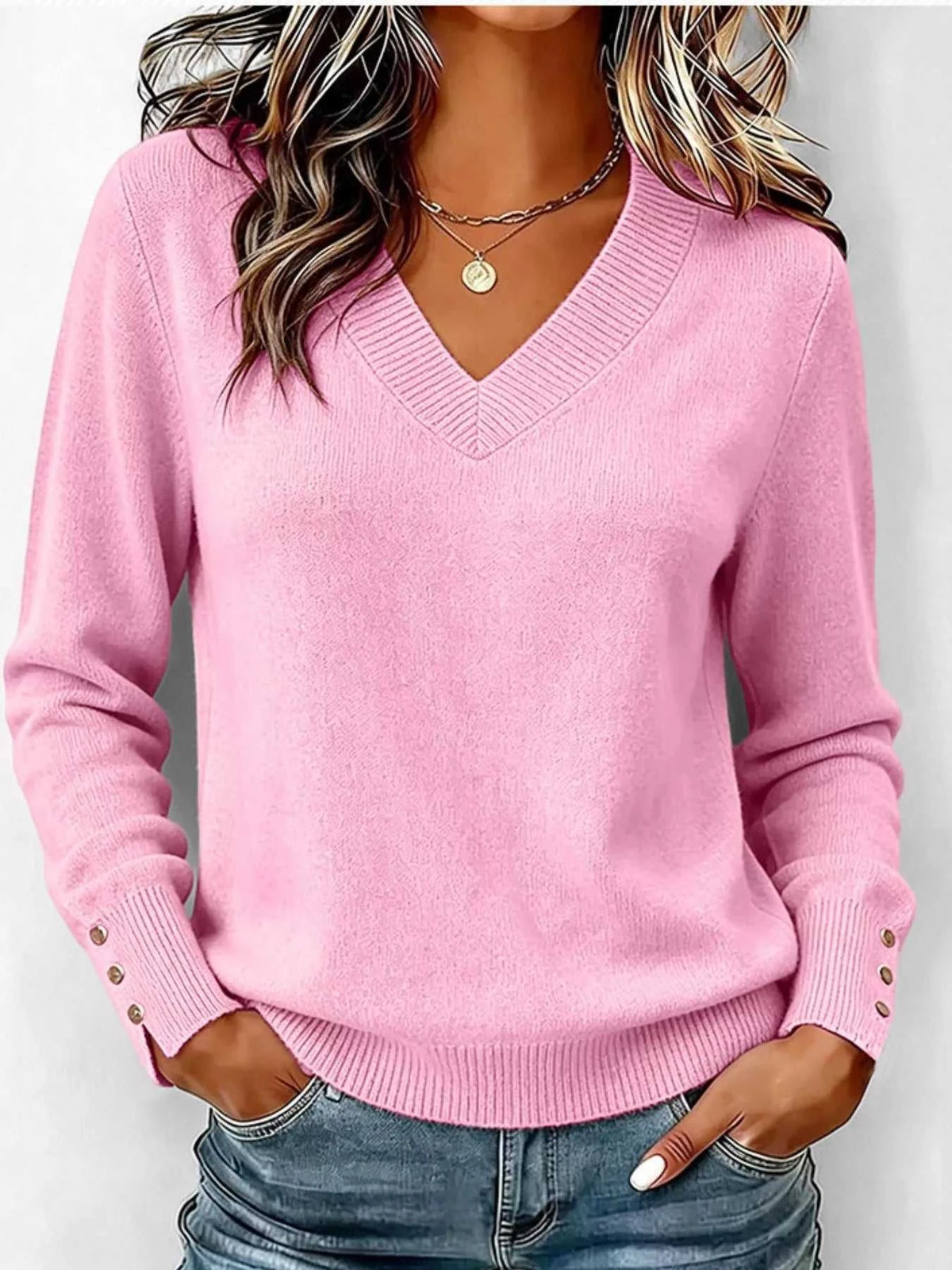 V-Neck Long Sleeve Sweater w 101002492738705 32 Affordable Fashion Under $100 Jerry's Apparel 