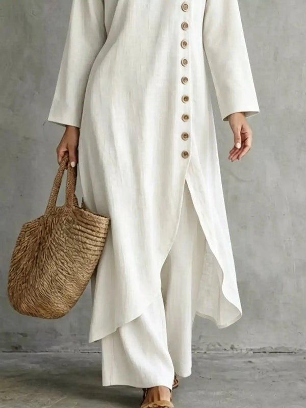 Full Size Side-Buttoned Longline Top and Pants Set Plus Size 101001327097524 51 Affordable Fashion Under $100 Jerry's Apparel 