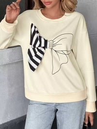 Bow Round Neck Dropped Shoulder Sweatshirt 100100349474048 39 Affordable Fashion Under $100 Jerry's Apparel 
