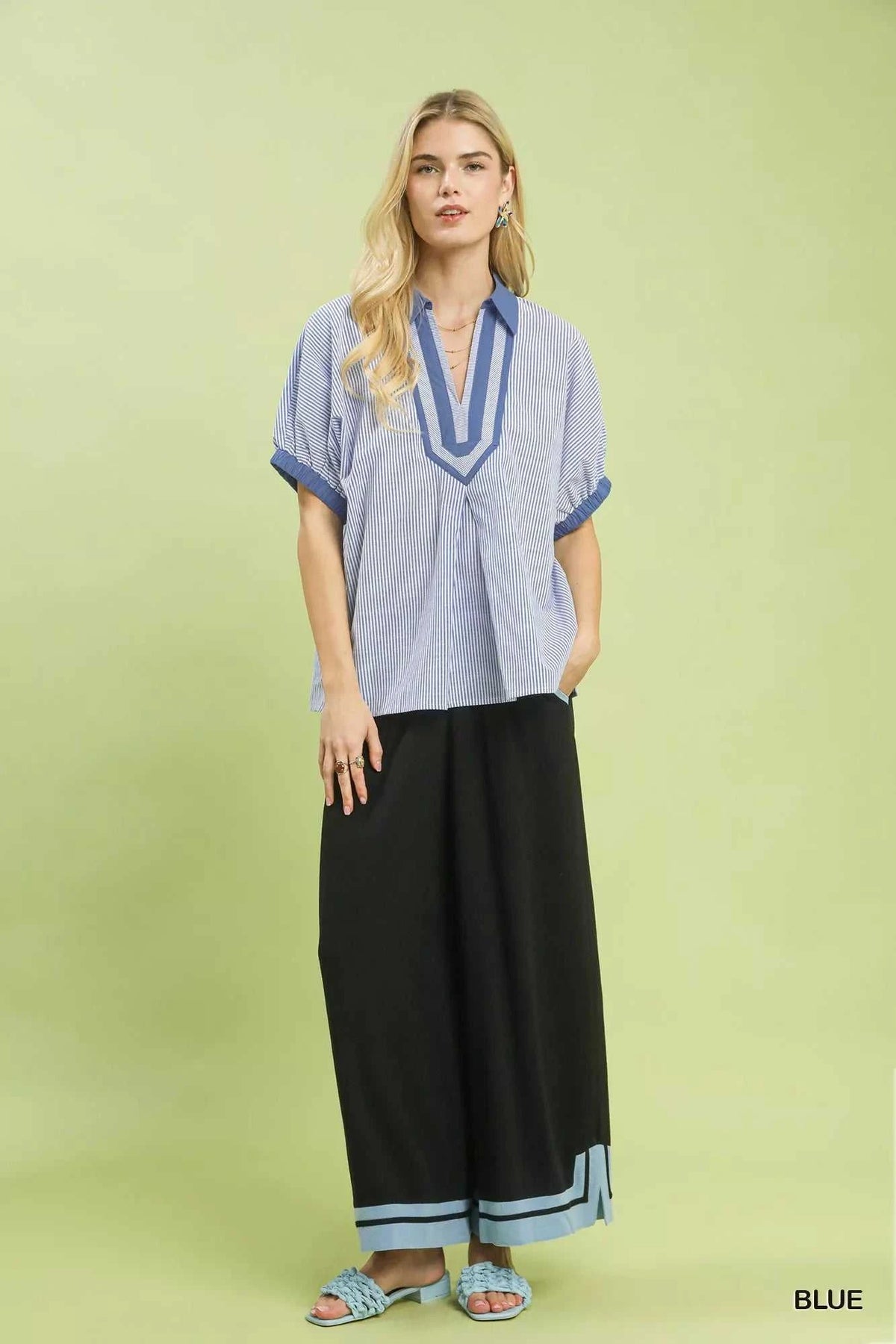 Umgee Contrast Trim Popover Stripe Top 100100248861142 47 Affordable Fashion Under $100 Jerry's Apparel 