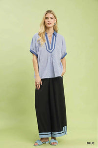 Umgee Contrast Trim Popover Stripe Top 100100248861142 47 Affordable Fashion Under $100 Jerry's Apparel 