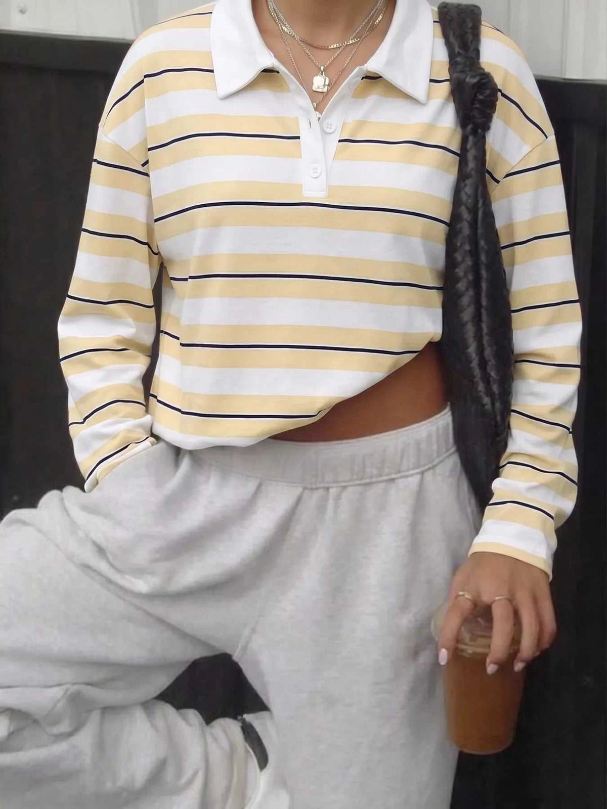 Striped Long Sleeve Polo Top 100100062327264 43 Affordable Fashion Under $100 Jerry's Apparel 