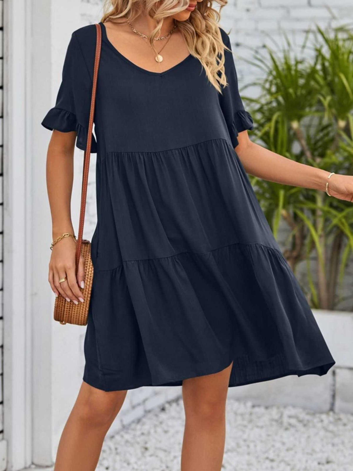 Ruffled Sleeve Tiered Mini Dress 100100840870791 28 Affordable Fashion Under $100 Jerry's Apparel 