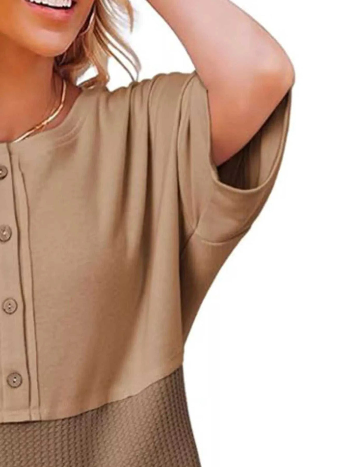 Button Detail Texture Knit T-Shirt 100100489140397 26 Affordable Fashion Under $100 Jerry's Apparel 