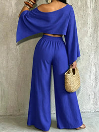 Boat Neck Crop Top and Wide-Leg Pants Set 101001634822589 57 Affordable Fashion Under $100 Jerry's Apparel 