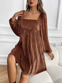 Velvet Square Neck Long Sleeve Dress 100100004568053 56 Affordable Fashion Under $100 Jerry's Apparel 