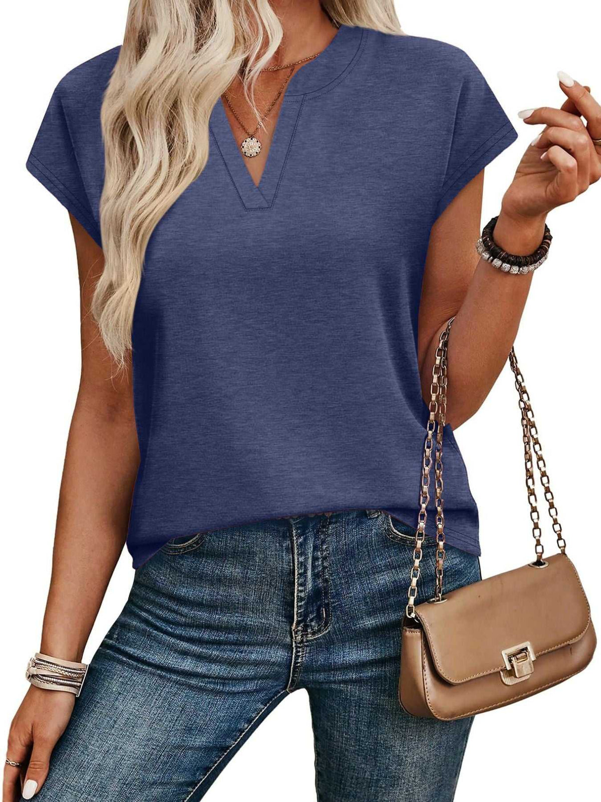 Notched Short Sleeve T-Shirt 100100058945563 25 Affordable Fashion Under $100 Jerry's Apparel 